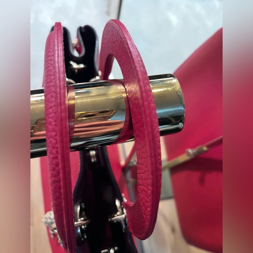 Christian Dior Red Diorissimo Pebbled Leather Tote W/Charms and Crossbody Strap - Picture 8 of 11